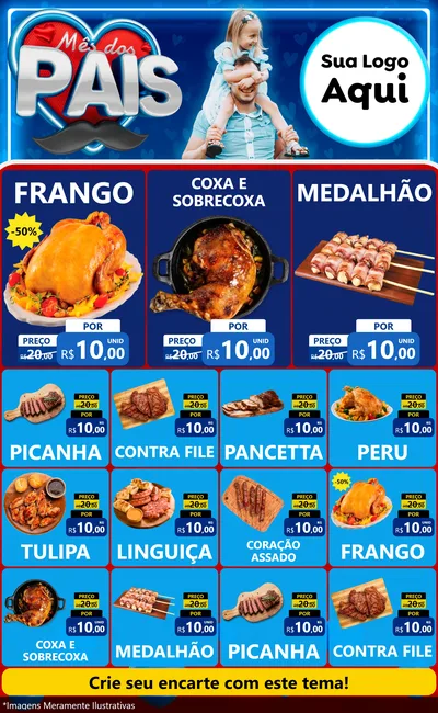 Modelo de Encarte para Encarte Grande com o tema Mês Dos Pais para Assados