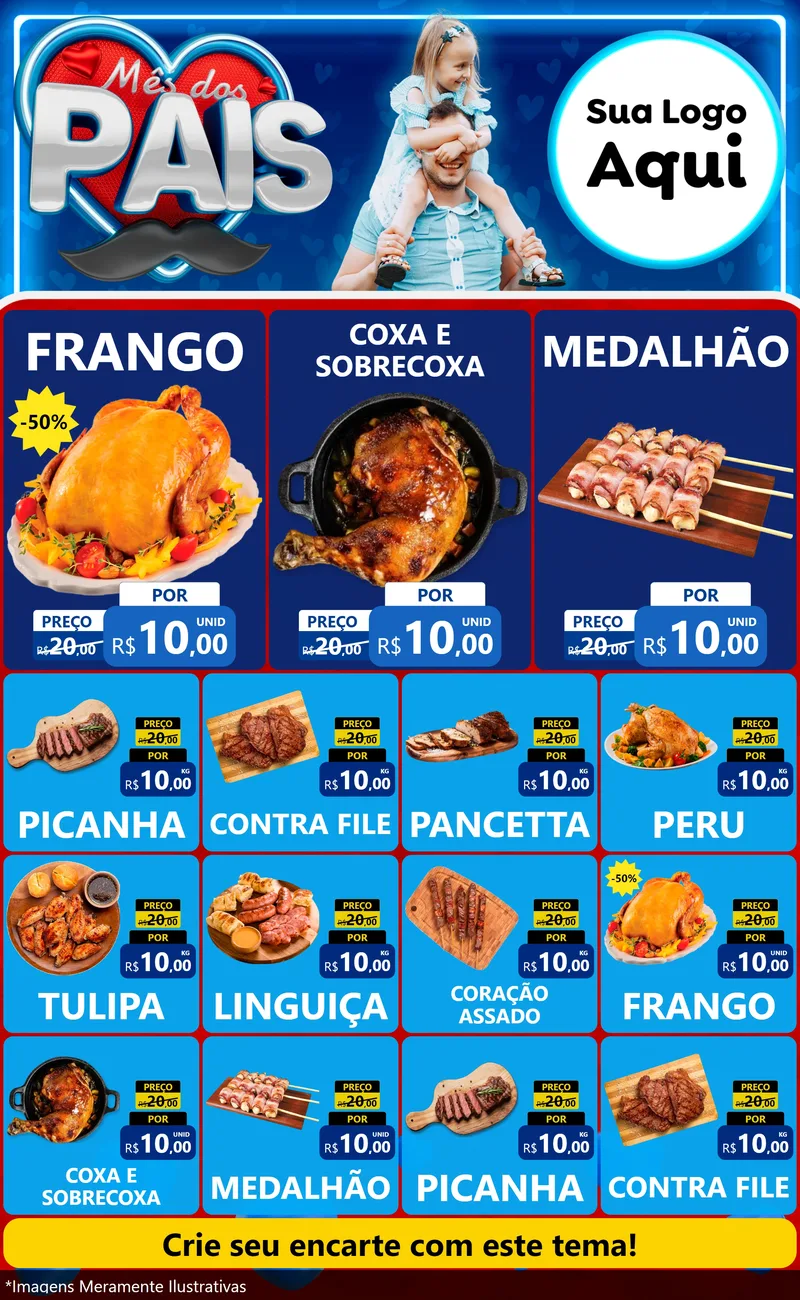 Modelo de Encarte para Encarte Grande com o tema Mês Dos Pais para Assados