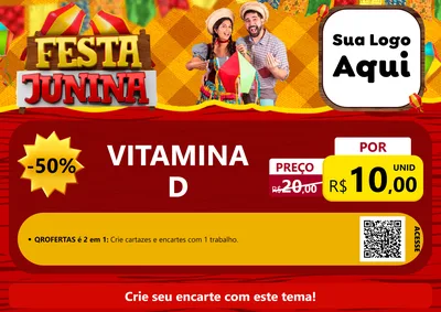 Modelo de Cartaz para Cartaz A4 Horizontal com o tema Festa Junina para Farmácia