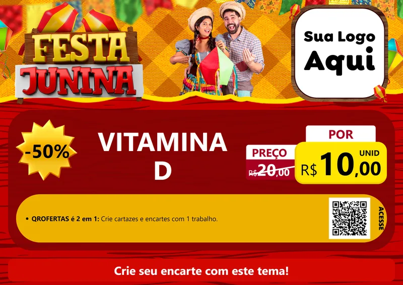 Modelo de Cartaz para Cartaz A4 Horizontal com o tema Festa Junina para Farmácia
