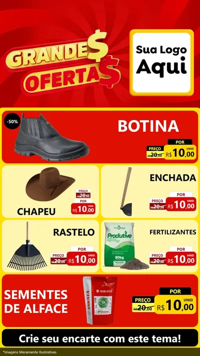 Modelo de TV para TV Vertical com o tema Grandes Ofertas para Agropecuária