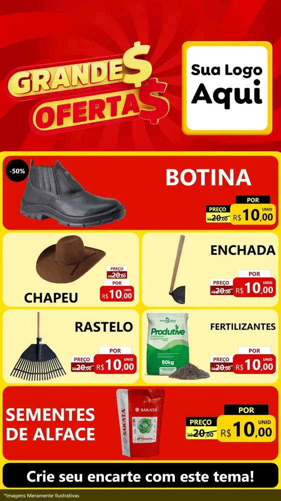 Modelo de TV para TV Vertical com o tema Grandes Ofertas para Agropecuária