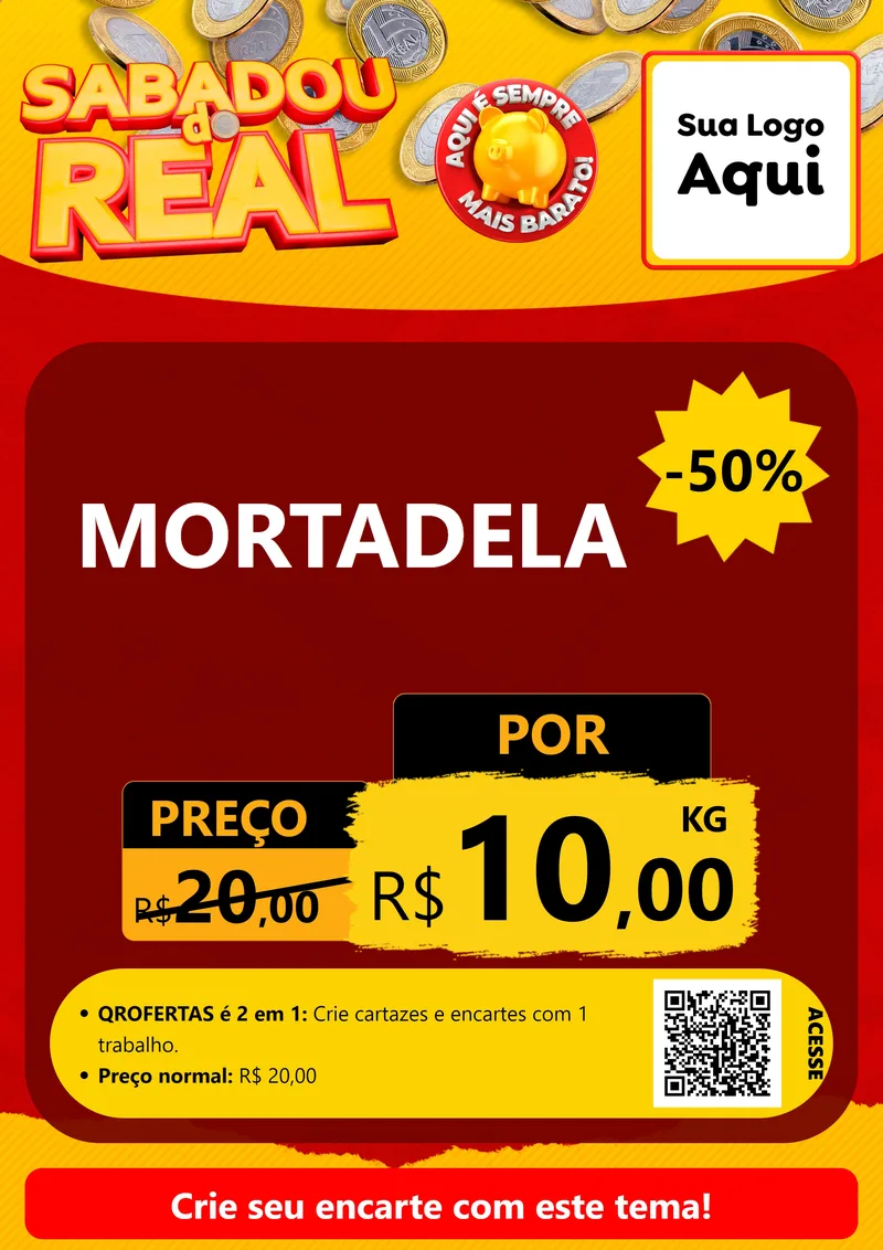 Modelo de Cartaz para Cartaz A4 Vertical com o tema Sabadou do Real para Frios e Laticínios