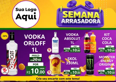 Modelo de Encarte para Encarte A4 Horizontal com o tema Semana Arrasadora para Distribuidora de bebidas