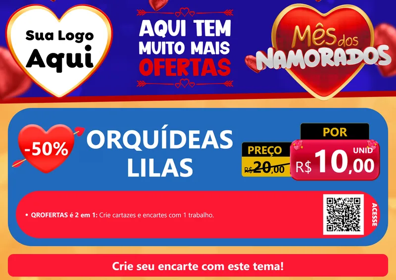 Modelo de Cartaz para Cartaz A4 Horizontal com o tema Mês dos Namorados para Floricultura e jardim