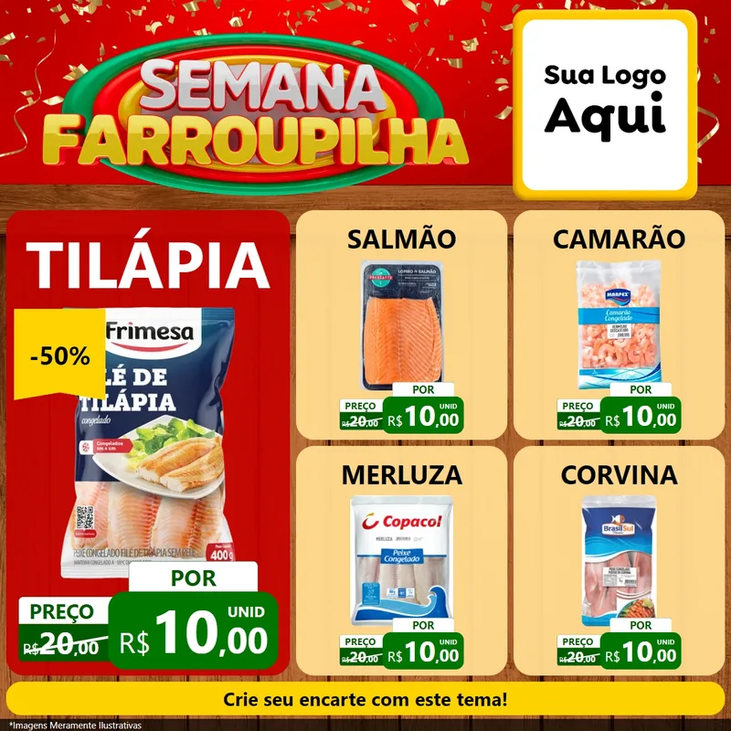Modelo de Rede Social para Feed Facebook com o tema Semana Farroupilha para Peixaria