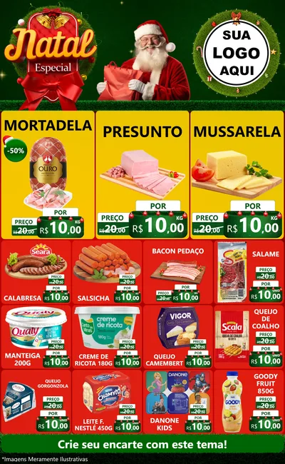 Modelo de Encarte para Encarte Grande com o tema Natal Especial para Frios e Laticínios