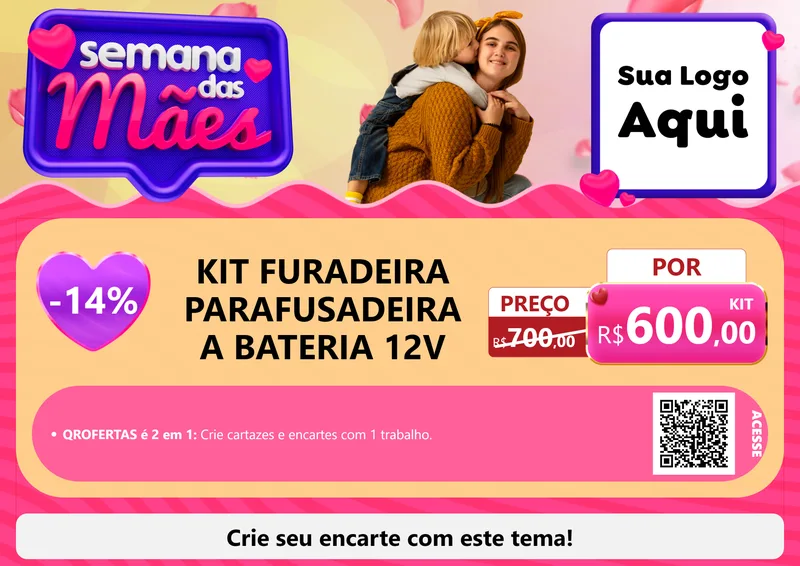 Modelo de Cartaz para Cartaz A4 Horizontal com o tema Semana das Mães para Maquinas e Ferramentas