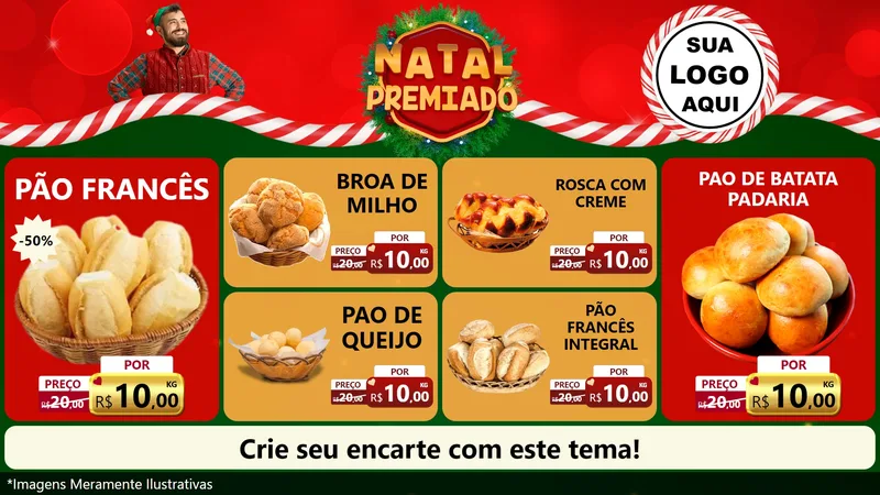 Modelo de TV para TV Horizontal com o tema Natal Premiado para Padaria