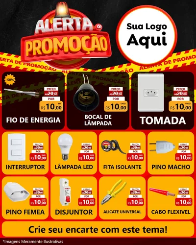 Modelo de Rede Social para Feed Instagram com o tema Alerta de Promoção para Materiais Elétricos