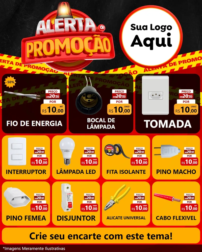 Modelo de Rede Social para Feed Instagram com o tema Alerta de Promoção para Materiais Elétricos