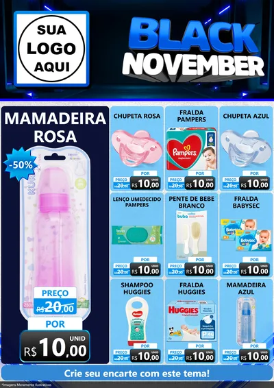 Modelo de Encarte para Encarte A4 Vertical com o tema Black November para Bebês