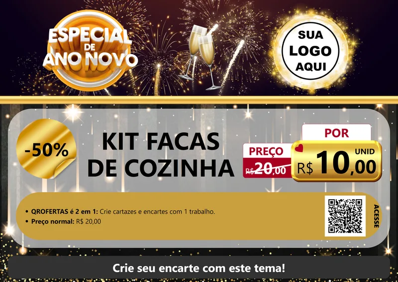 Modelo de Cartaz para Cartaz A4 Horizontal com o tema Especial de Ano Novo para Utilidades Domésticas