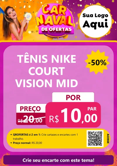 Modelo de Cartaz para Cartaz A4 Vertical com o tema Carnaval de Ofertas para Calçados