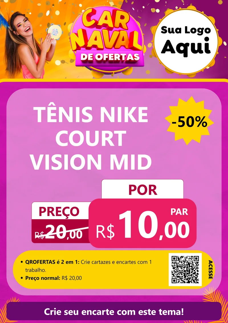 Modelo de Cartaz para Cartaz A4 Vertical com o tema Carnaval de Ofertas para Calçados