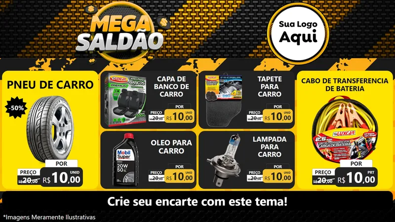 Modelo de TV para TV Horizontal com o tema Mega Saldão para Auto peças