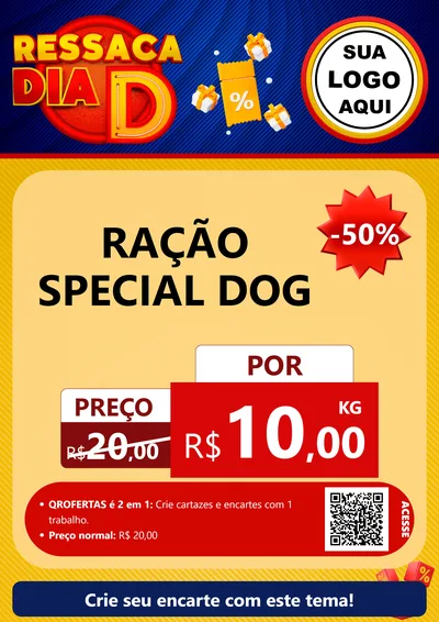 Modelo de Cartaz para Cartaz A4 Vertical com o tema Ressaca Dia D para Pet Shop