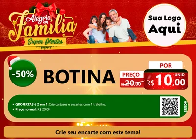 Modelo de Cartaz para Cartaz A4 Horizontal com o tema Alegria em Família Super Ofertas - Natal para Agropecuária