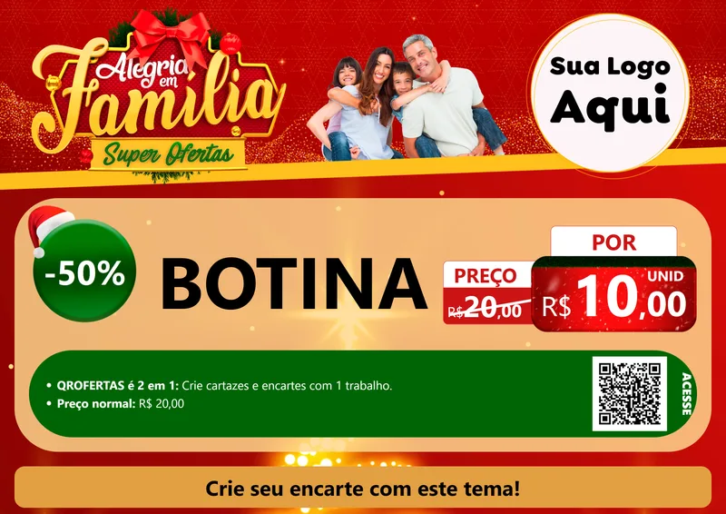 Modelo de Cartaz para Cartaz A4 Horizontal com o tema Alegria em Família Super Ofertas - Natal para Agropecuária