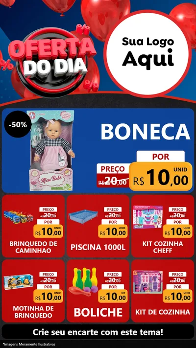 Modelo de Rede Social para Stories com o tema Oferta do Dia para Brinquedos