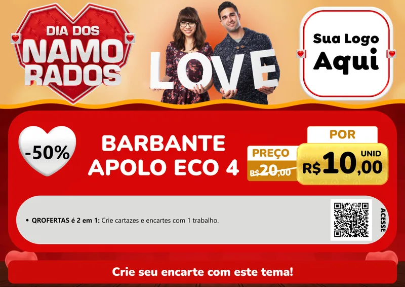 Modelo de Cartaz para Cartaz A4 Horizontal com o tema Dia dos Namorados para Armarinho e Aviamentos