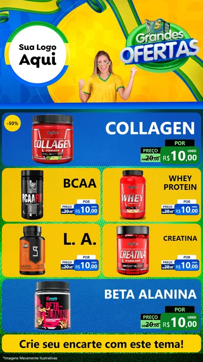 Modelo de TV para TV Vertical com o tema Grandes Ofertas para Suplementos alimentares