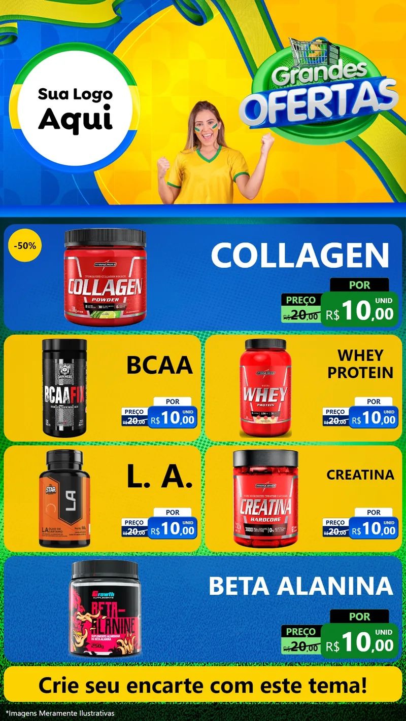 Modelo de TV para TV Vertical com o tema Grandes Ofertas para Suplementos alimentares