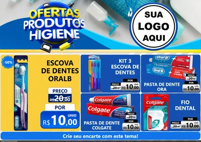 Modelo de Encarte para Encarte A4 Horizontal com o tema Ofertas Produtos de Higiene para Higiene Pessoal