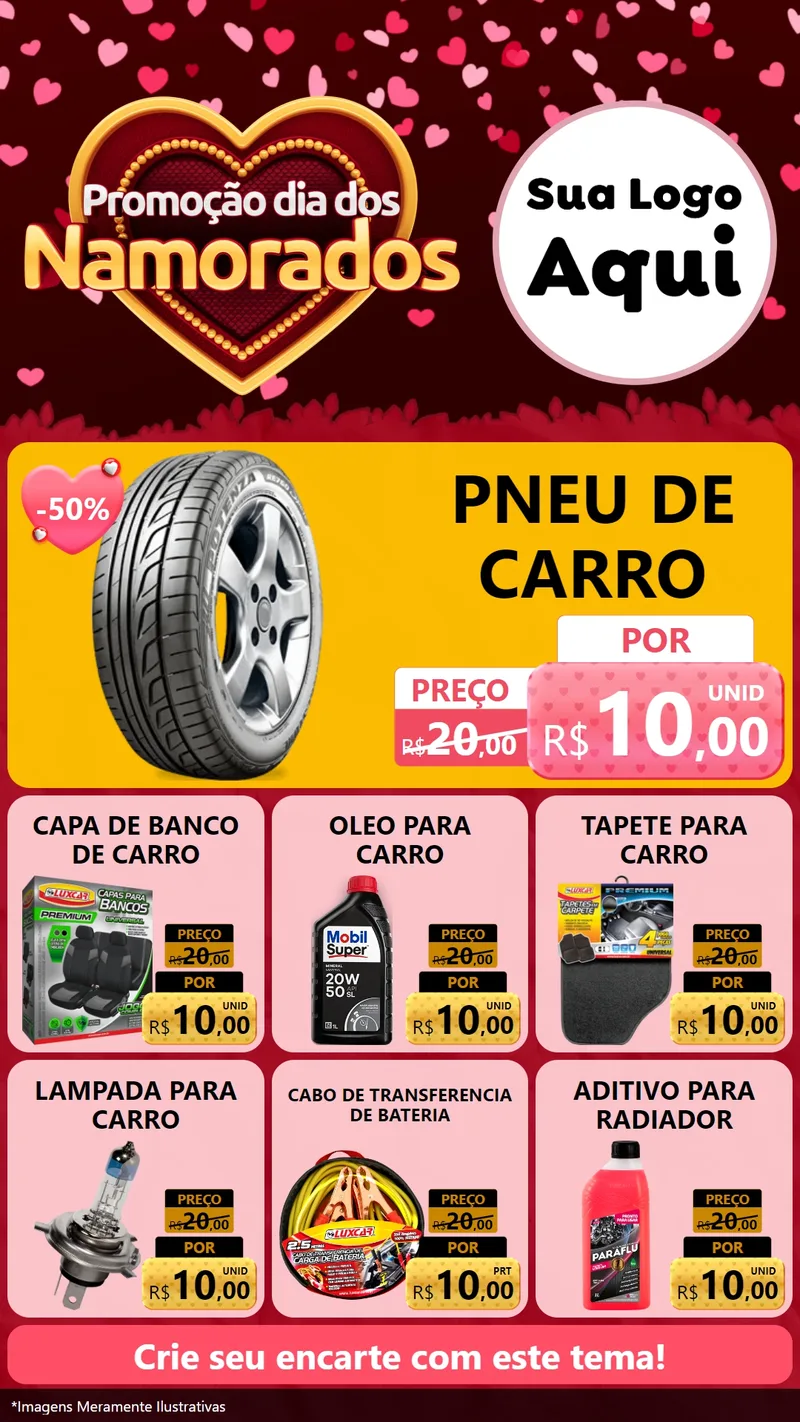 Modelo de Rede Social para Stories com o tema Promoção Dia Dos Namorados para Auto peças