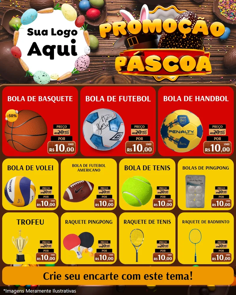 Modelo de Rede Social para Feed Instagram com o tema Promoção Páscoa para Artigos Esportivos