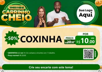 Modelo de Cartaz para Cartaz A4 Horizontal com o tema Carrinho Cheio para Salgadaria