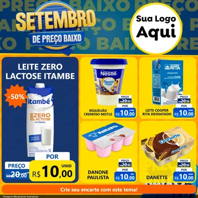 Modelo de Rede Social para Feed Facebook com o tema Setembro De Preço Baixo para Frios e Laticínios