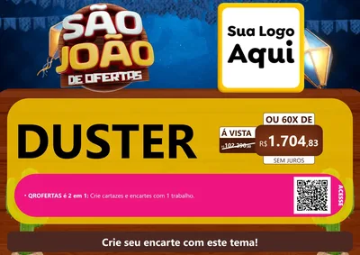 Modelo de Cartaz para Cartaz A4 Horizontal com o tema São João Ofertas Imbatíveis! - Junina para Concessionaria de Carros