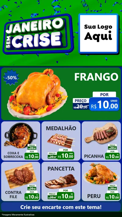 Modelo de Rede Social para Stories com o tema Janeiro Sem Crise para Assados