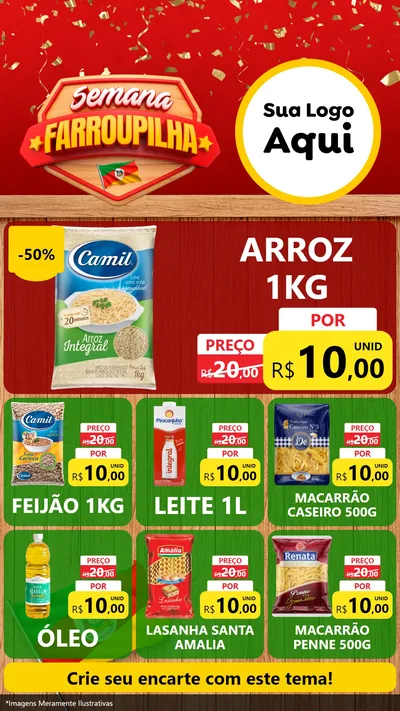 Modelo de Rede Social para Stories com o tema Semana Farroupilha para Supermercado