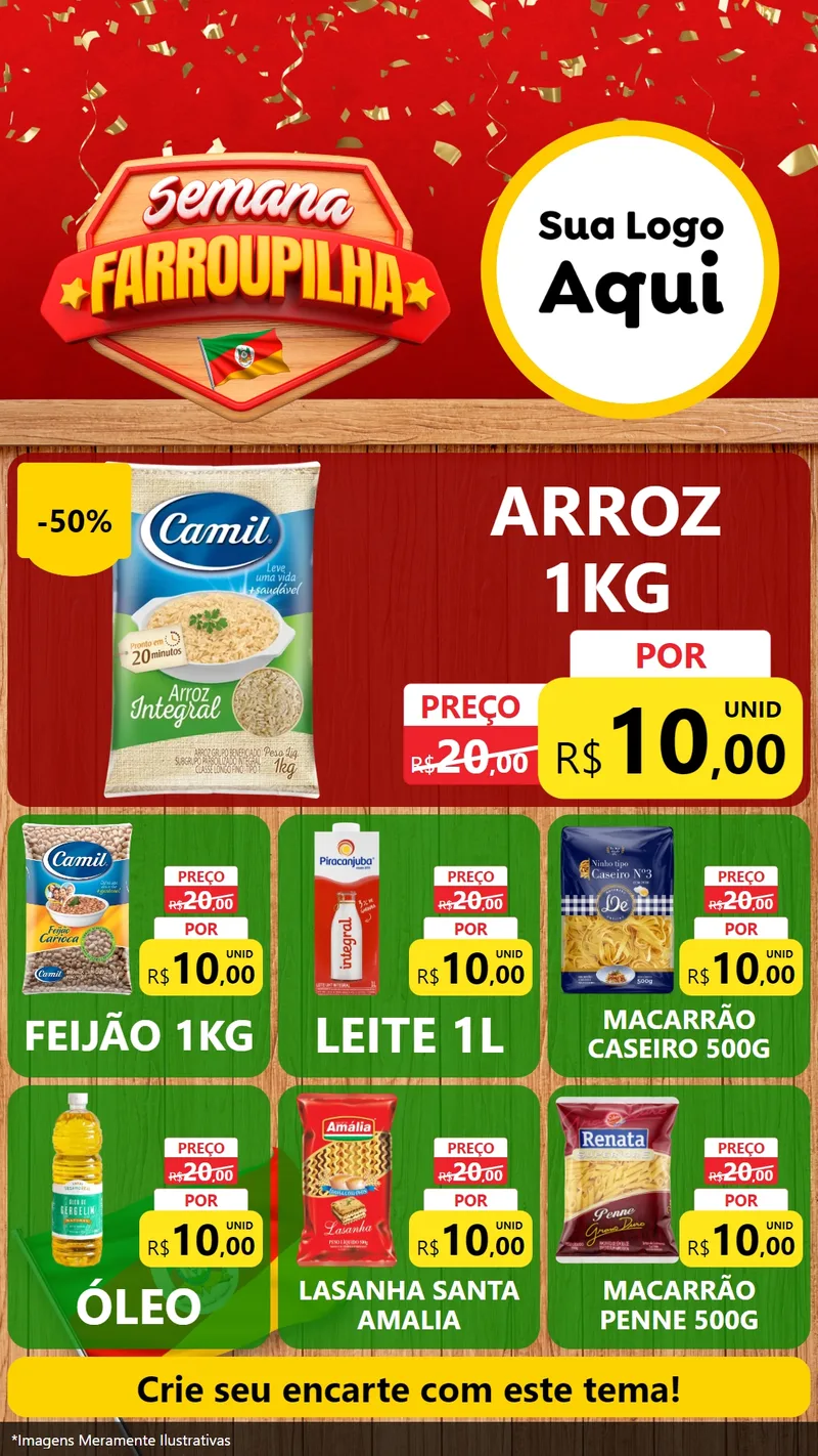 Modelo de Rede Social para Stories com o tema Semana Farroupilha para Supermercado