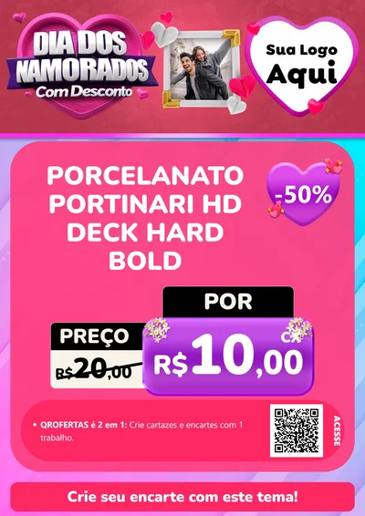 Modelo de Cartaz para Cartaz A4 Vertical com o tema Dia Dos Namorados Com Desconto para Pisos e revestimentos