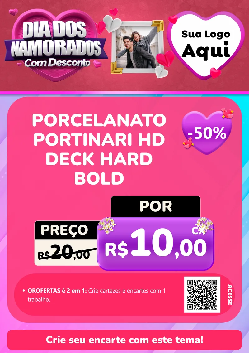 Modelo de Cartaz para Cartaz A4 Vertical com o tema Dia Dos Namorados Com Desconto para Pisos e revestimentos