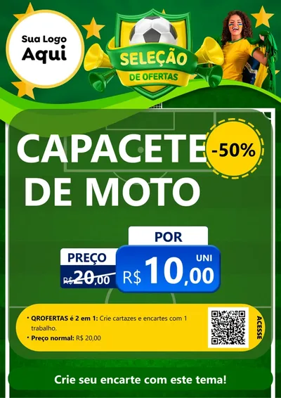 Modelo de Cartaz para Cartaz A4 Vertical com o tema Seleção de Ofertas - Copa para Moto peças