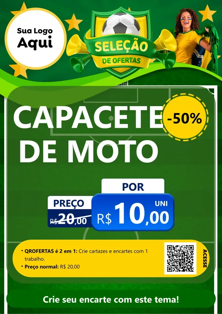 Modelo de Cartaz para Cartaz A4 Vertical com o tema Seleção de Ofertas - Copa para Moto peças
