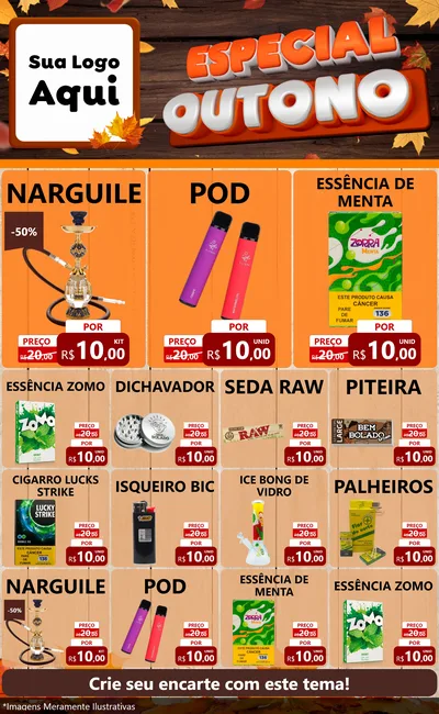 Modelo de Encarte para Encarte Grande com o tema Especial Outono para Tabacaria