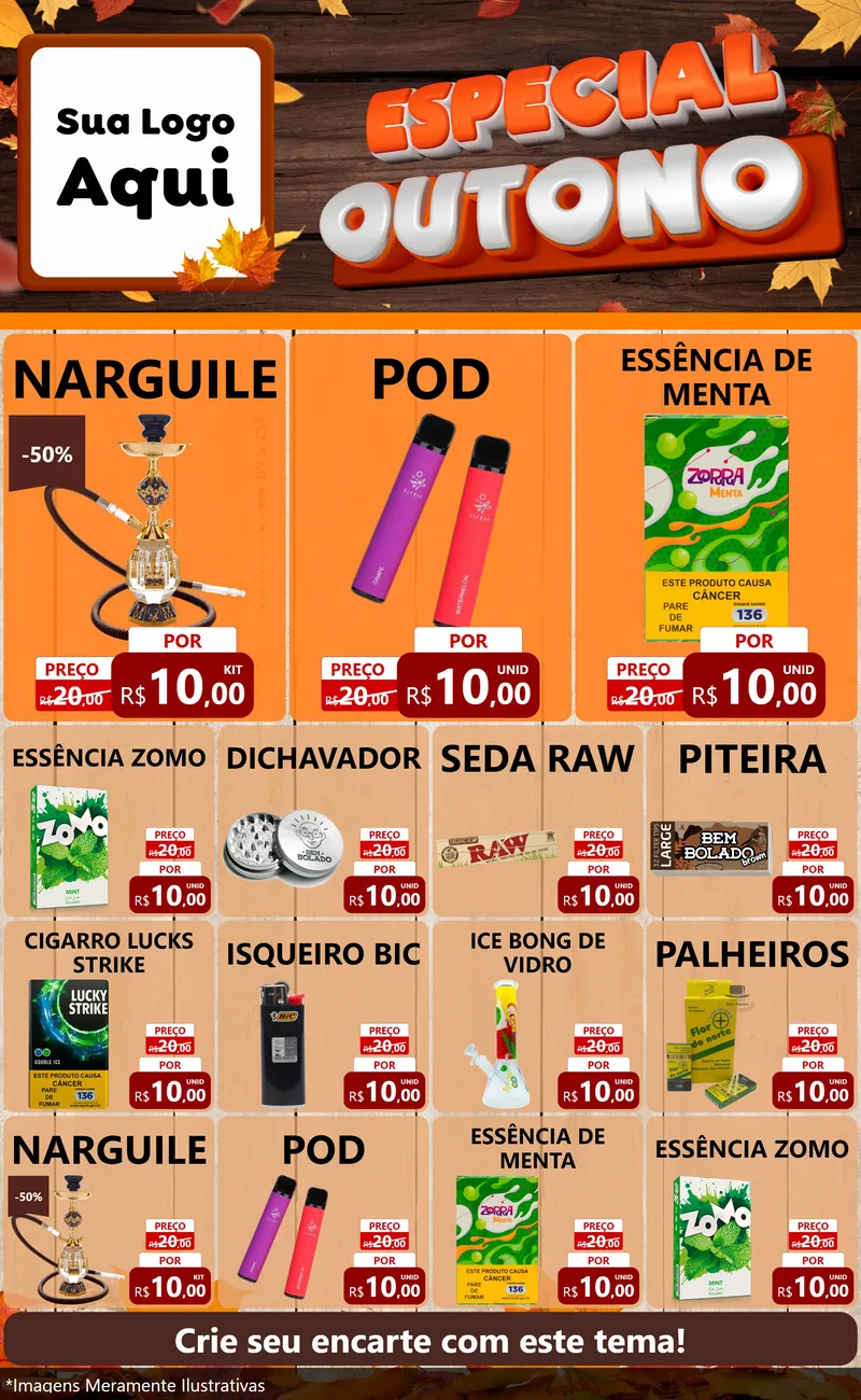 Modelo de Encarte para Encarte Grande com o tema Especial Outono para Tabacaria