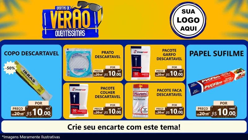 Modelo de TV para TV Horizontal com o tema Ofertas de Verão Quentíssimas para Embalagens