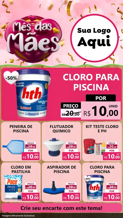 Modelo de Rede Social para Stories com o tema Mês das Mães para Produtos para Piscina