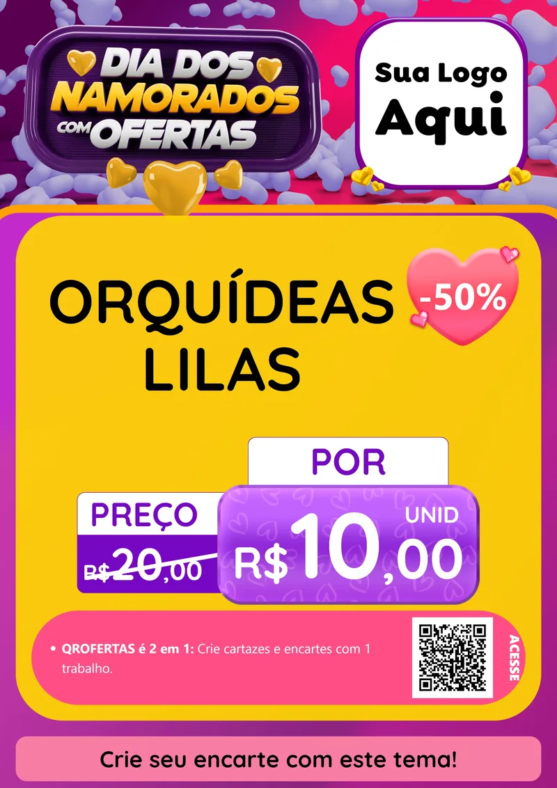 Modelo de Cartaz para Cartaz A4 Vertical com o tema Dia Dos Namorados Com Ofertas para Floricultura e jardim