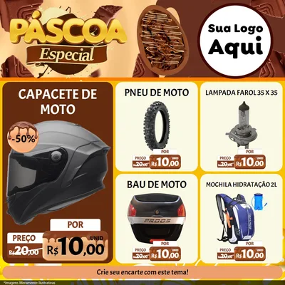 Modelo de Rede Social para Feed Facebook com o tema Páscoa Especial para Moto peças