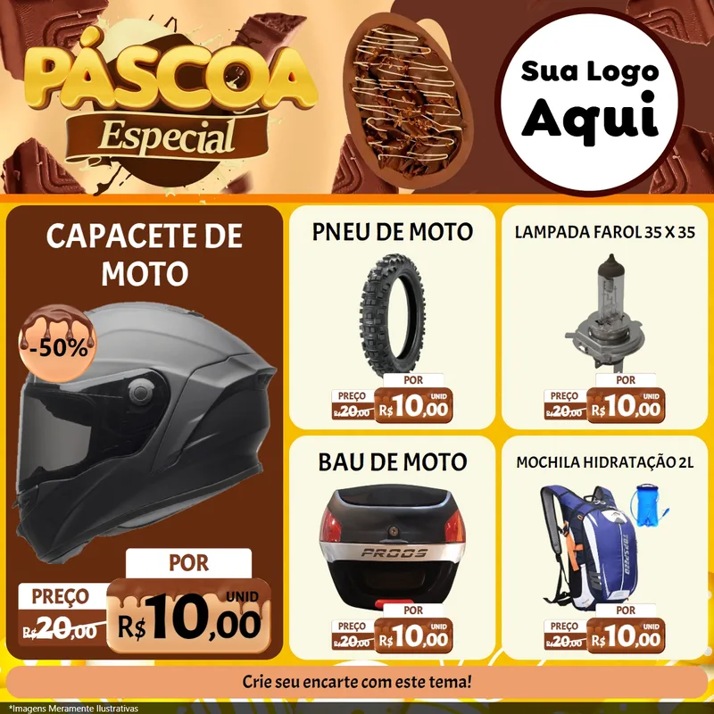 Modelo de Rede Social para Feed Facebook com o tema Páscoa Especial para Moto peças