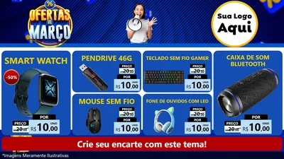Modelo de TV para TV Horizontal com o tema Ofertas de Março para Informática