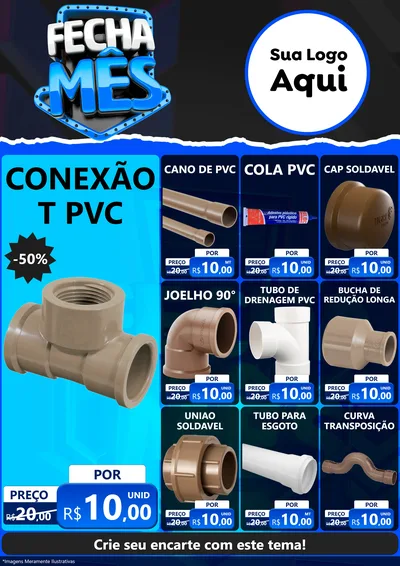 Modelo de Encarte para Encarte A4 Vertical com o tema Fecha Mês para Tubos e conexões