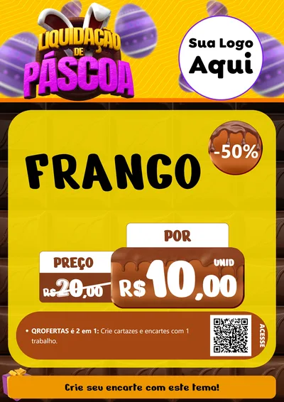 Modelo de Cartaz para Cartaz A4 Vertical com o tema Liquidação de Páscoa para Assados